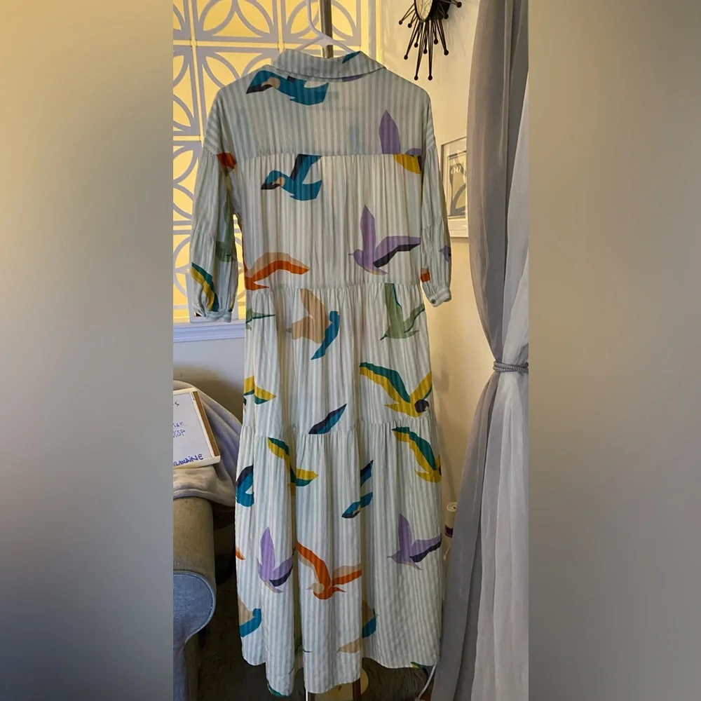 Anthropologie | Celandine | Carolita Printed Tiered Shirt Dress | Green | XSP - Picture 6 of 15